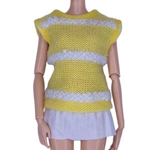 Barbie 1988 Fashion Finds Mini Dress Yellow Sweater Pleated Sleeveless Vtg #1009